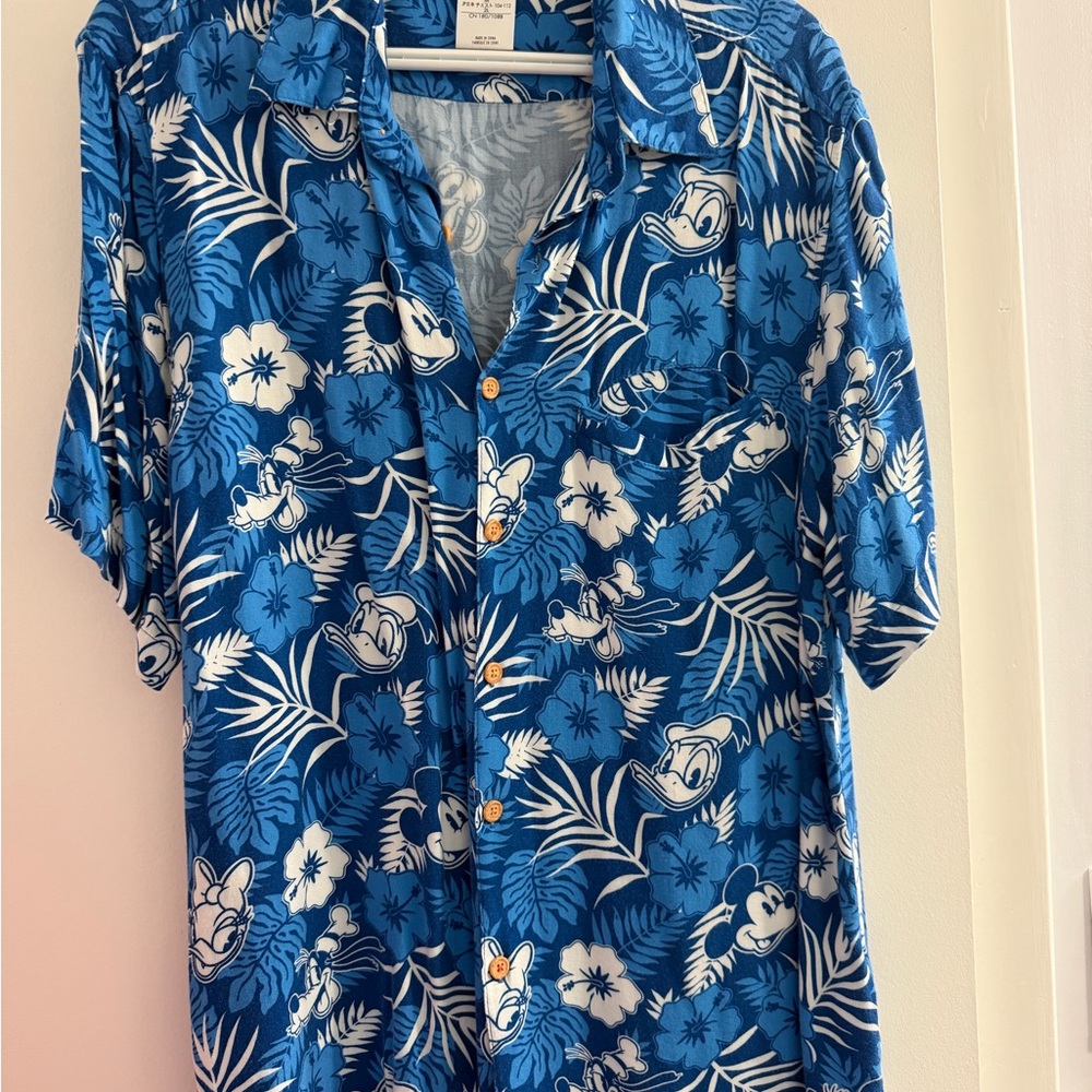 Blue Tropical Print Men's Shirt